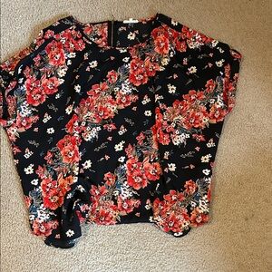 Maurices Black and Red Floral Blouse